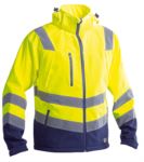 High visibility jacket with shirt collar, chest pockets, double band at the waist and sleeves, certified EN 20471, color yellow/blue PPGGXA7414.GI